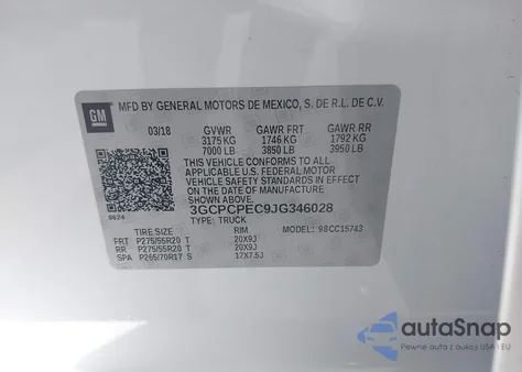 2018 Chevrolet Silverado 1500 Custom from USA, damaged, VIN 3GCPCPEC9JG346028